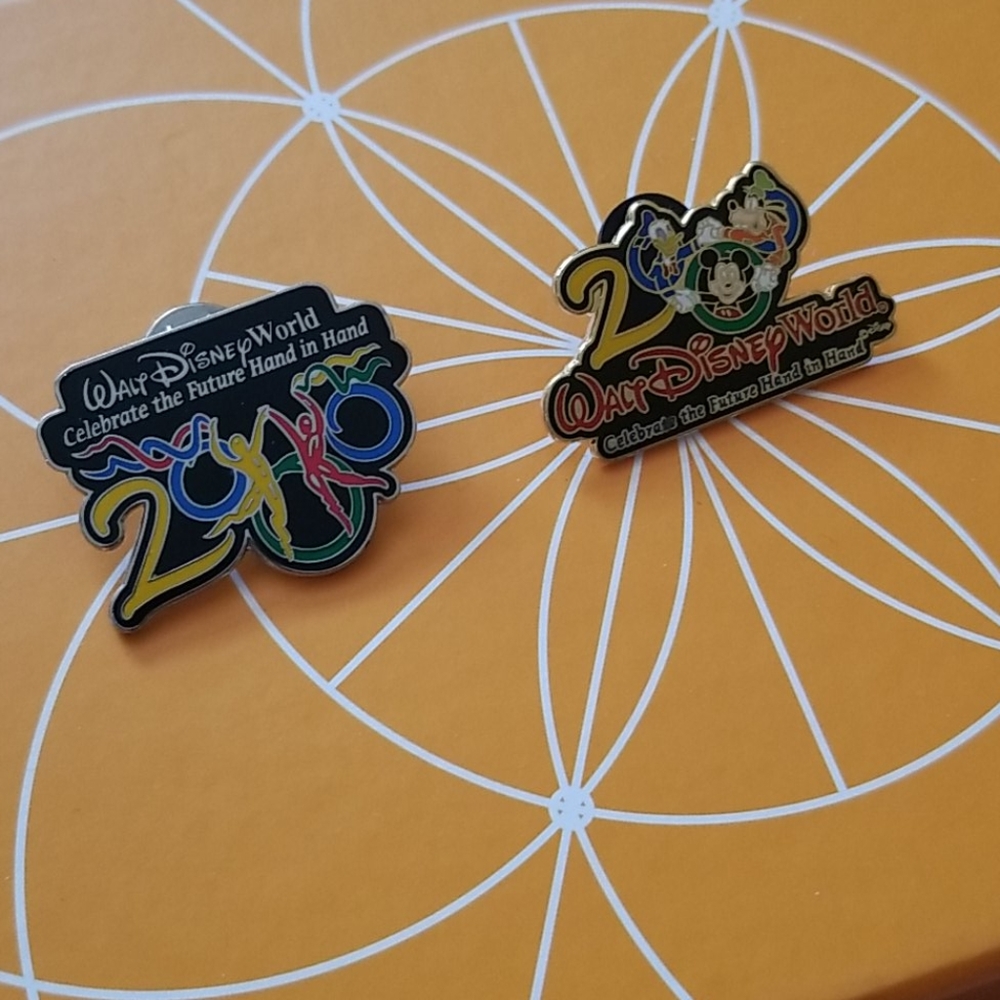 2 pc pin set hand in hand disney pins
